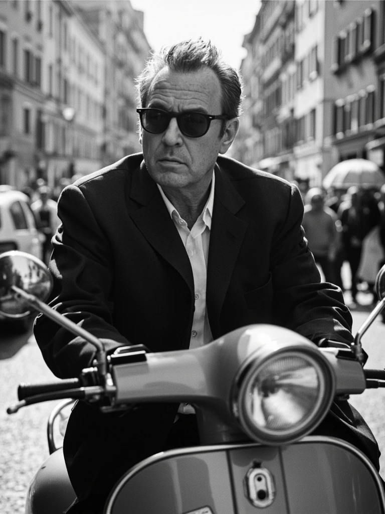 Woody Allen on set in Rome