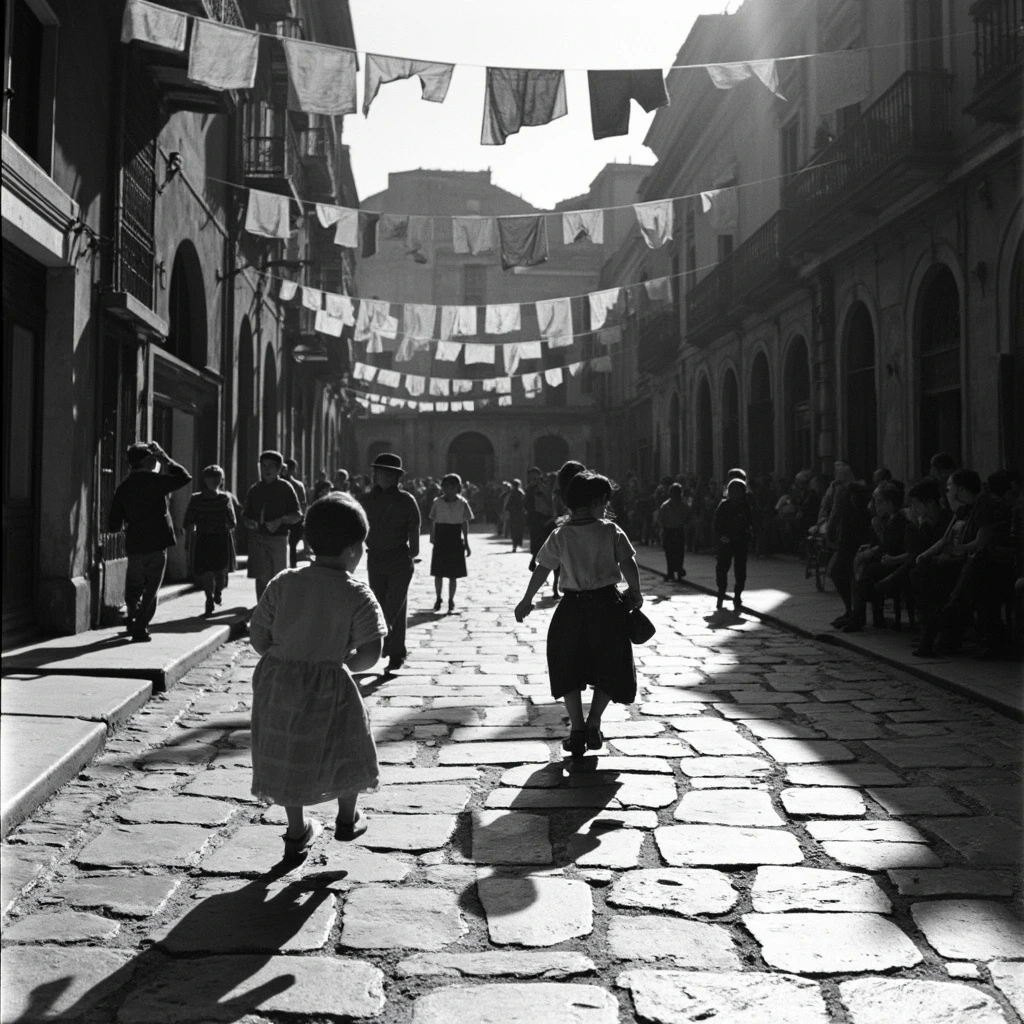Children playing in a Trastevere courtyard, evoking the neorealist trail through postwar Rome