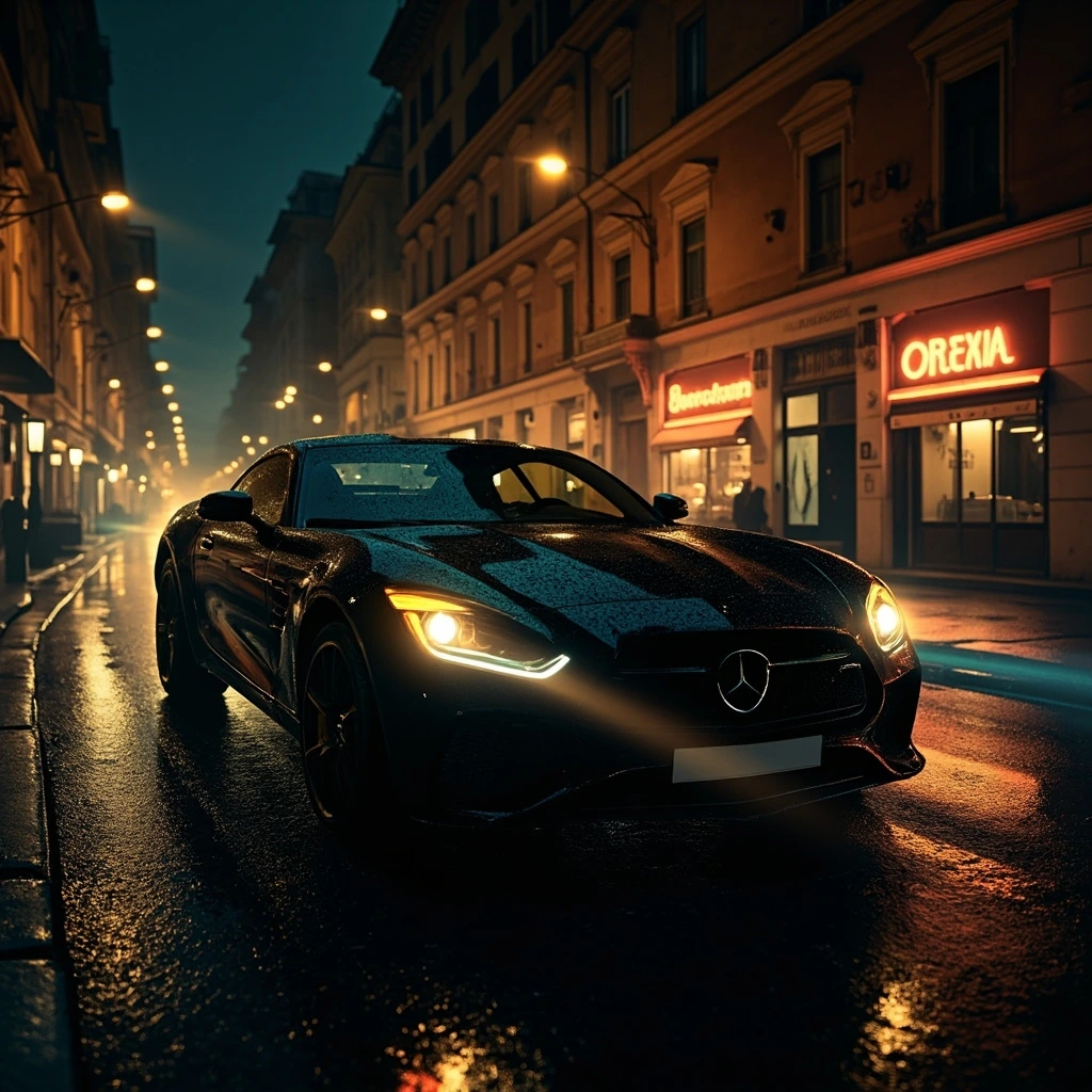 A black car on a rain-slicked EUR boulevard, the opening of the modern Roman crime trail