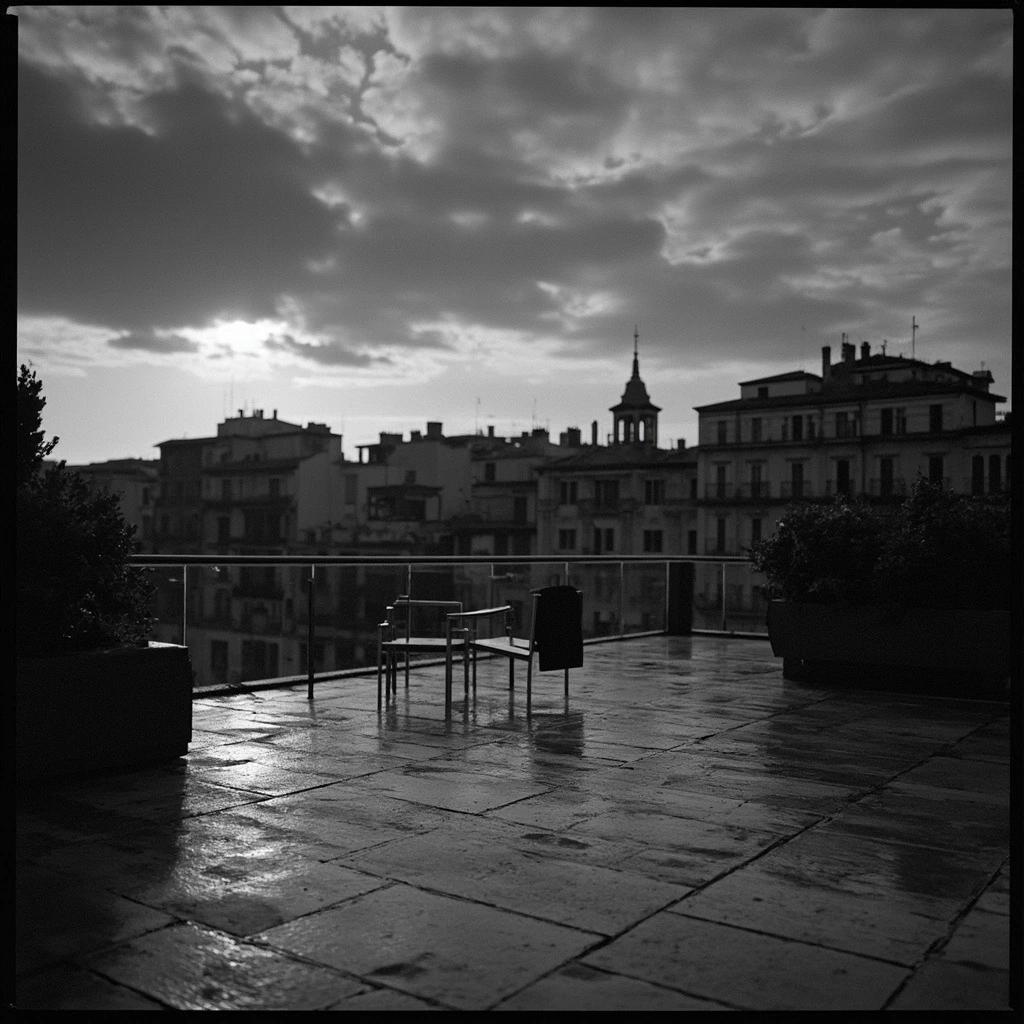 A rainswept Roman rooftop, the central pin for Ripley (2024)